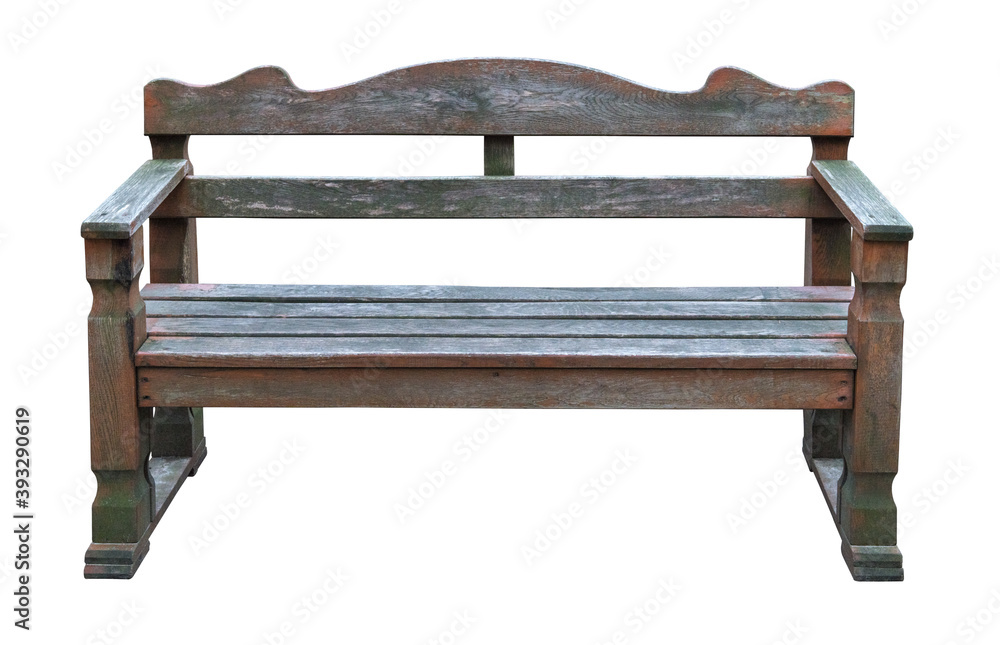 Wooden bench isolated on white background