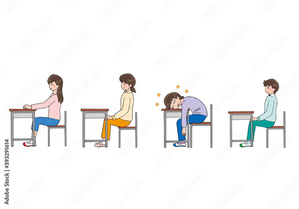 居眠りをしている学生 居眠りをしている学生