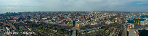 Air panorama Odessa Ukraine with Primorsky bouleward and city landscape. Spring time. © Alex
