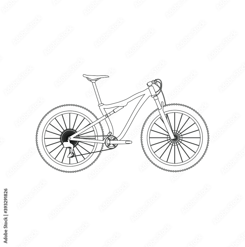 double suspension mountain bike on white background double suspension mountain bike on white background