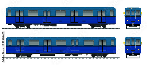 Russian underground carriage. Passenger train cars. Metro.Vector.