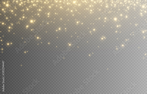 Shine. Light effect, golden light. Light from the sky. Lights, golden shine, sparkles. PNG picture. Christmas background, Christmas.