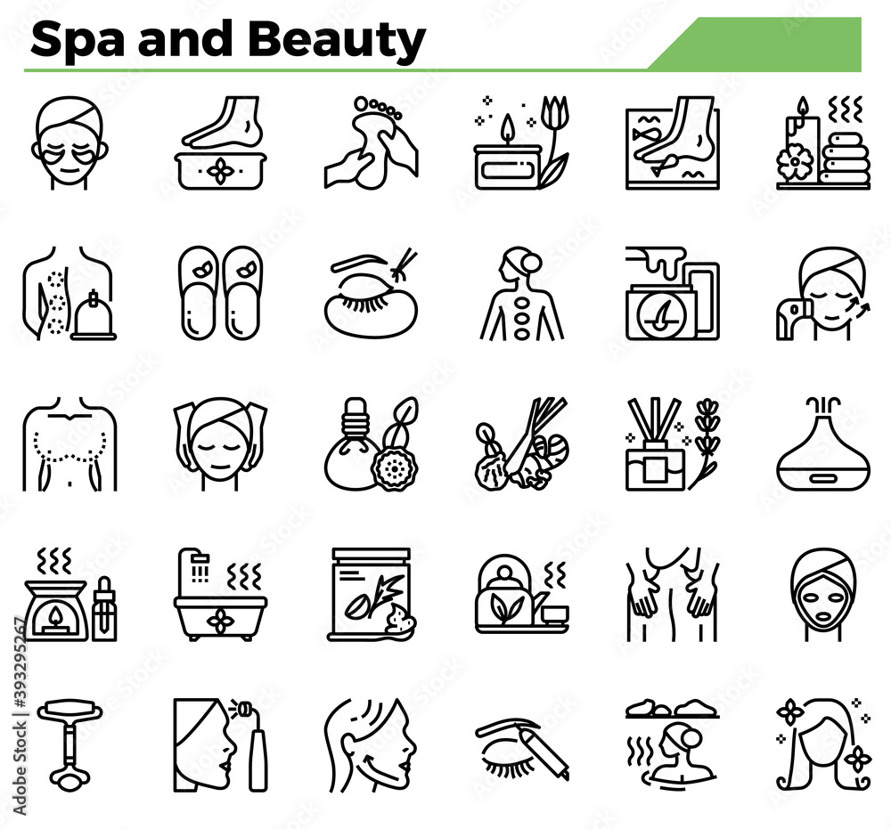 Spa and beauty icon set.