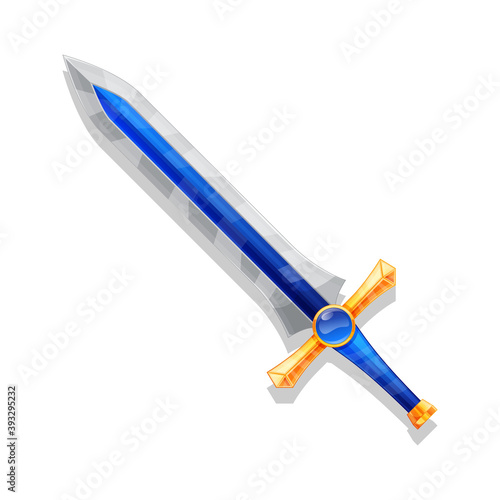 Fantasy Cartoon game sword isolated. Vector illustration.	