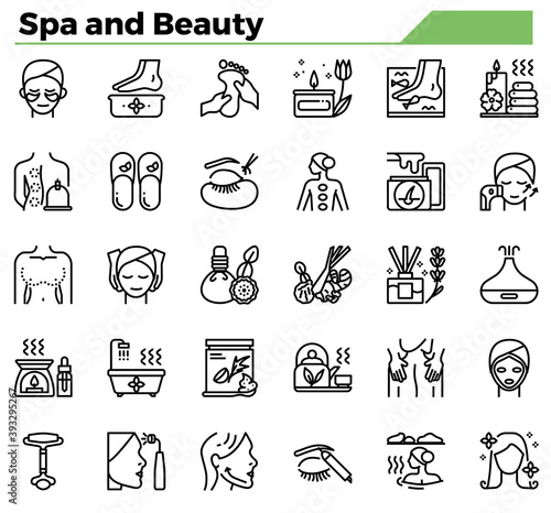 Spa and beauty icon set.