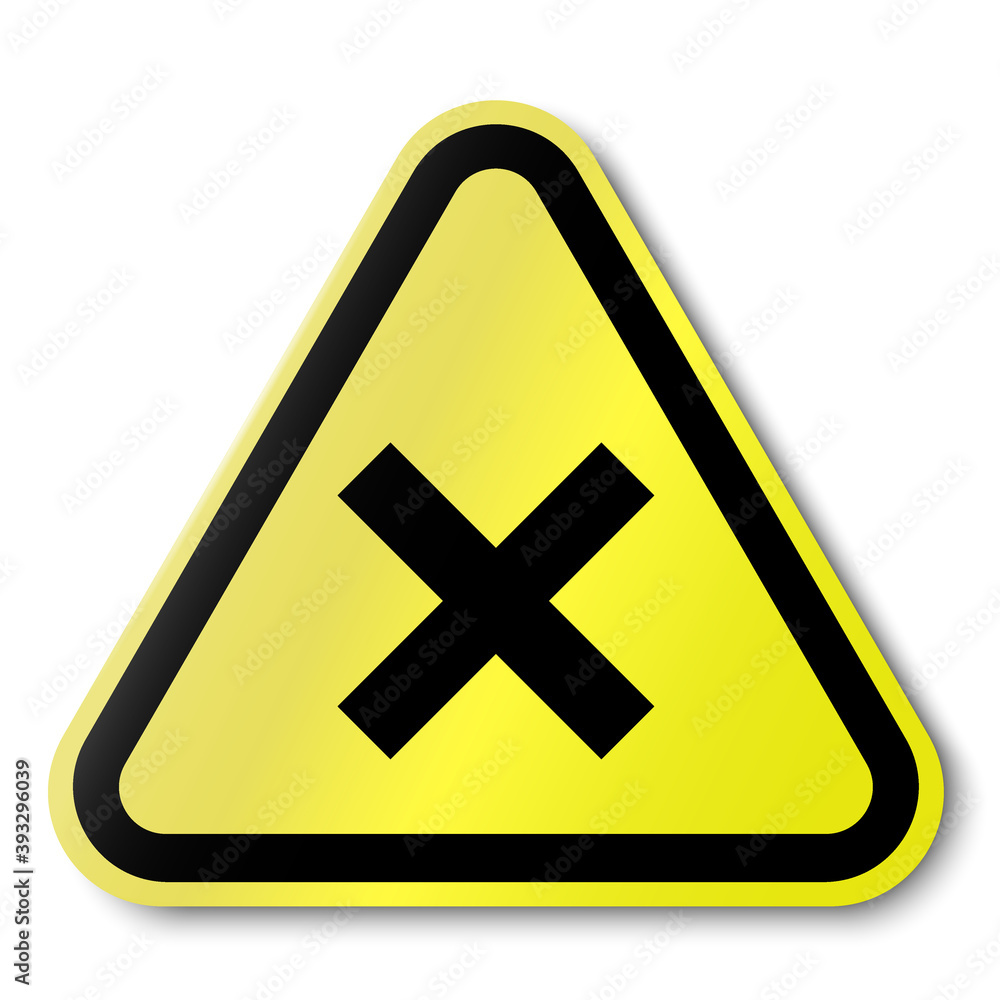 Warning sign with a cross. Dangerous for health. Warning sign with a cross. Dangerous for health.
