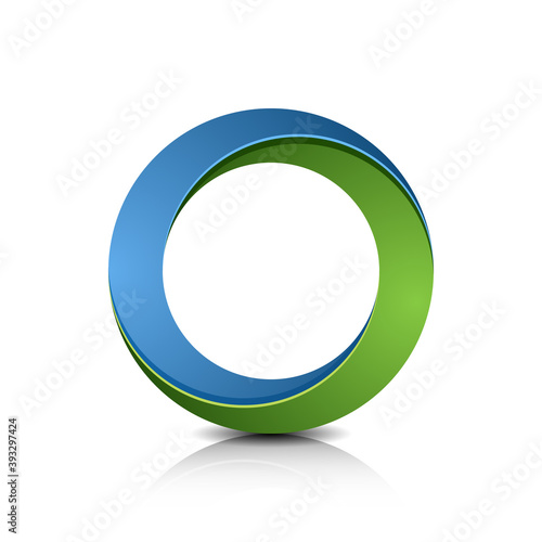 Blue and Green color intersection impossible circle concept eco sign illustration