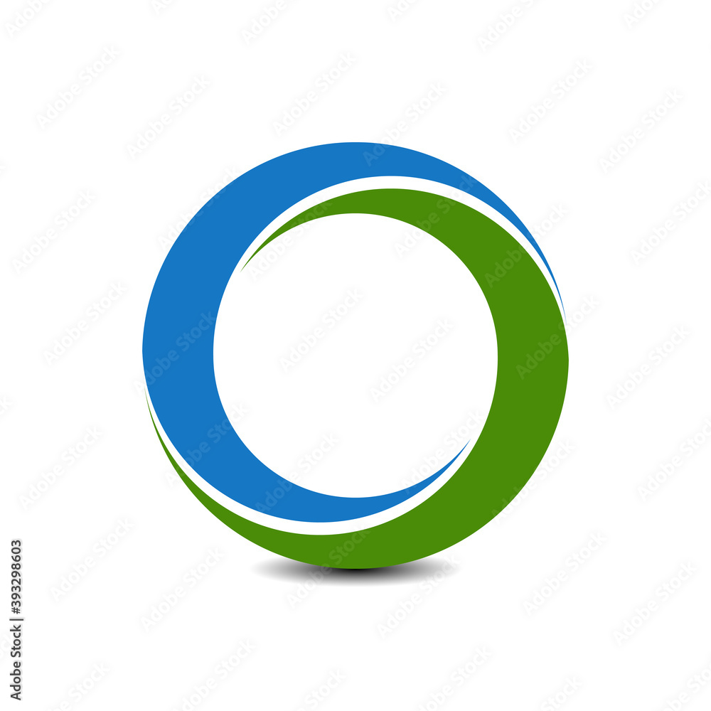 Blue and Green color intersection impossible circle concept eco sign illustration Blue and Green color intersection impossible circle concept eco sign illustration
