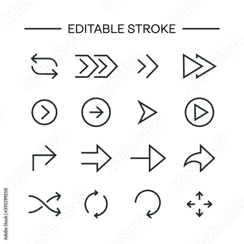 Arrows icon Line with editable stroke. Arrow vector icon set in thin line style. Different black directional icons  vector illustration collection for web design  mobile apps  interface and other desi