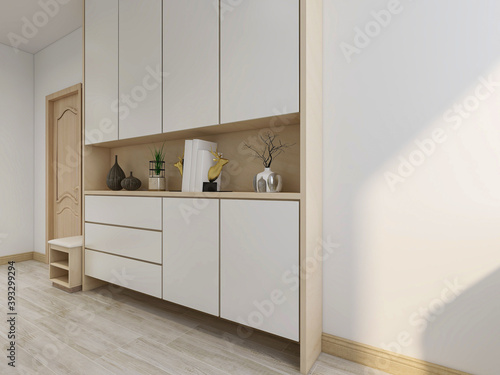 spacious living room design of modern residence, with sofa, tea table, decorative painting, etc