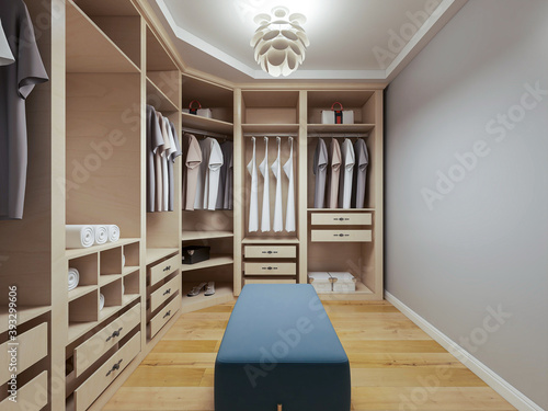 elegant and modern bedroom design  big bed with overcoat cabinet