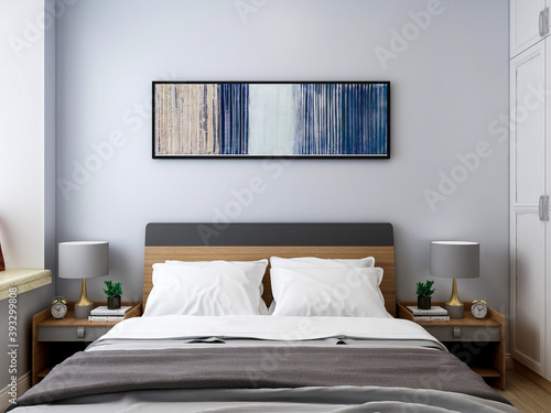 Wallpaper Mural elegant and modern bedroom design, big bed with overcoat cabinet Torontodigital.ca