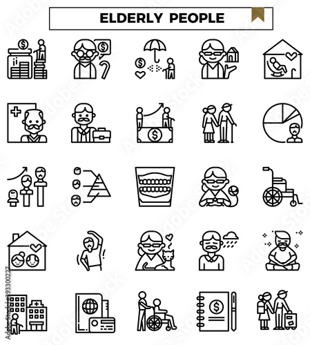 Elderly people icon set.