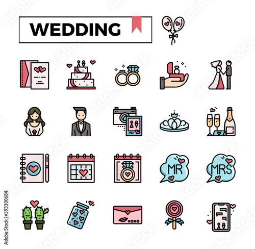 Wedding icon set.