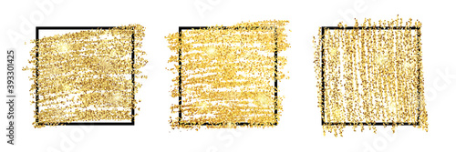 Golden glittering backdrops with black square