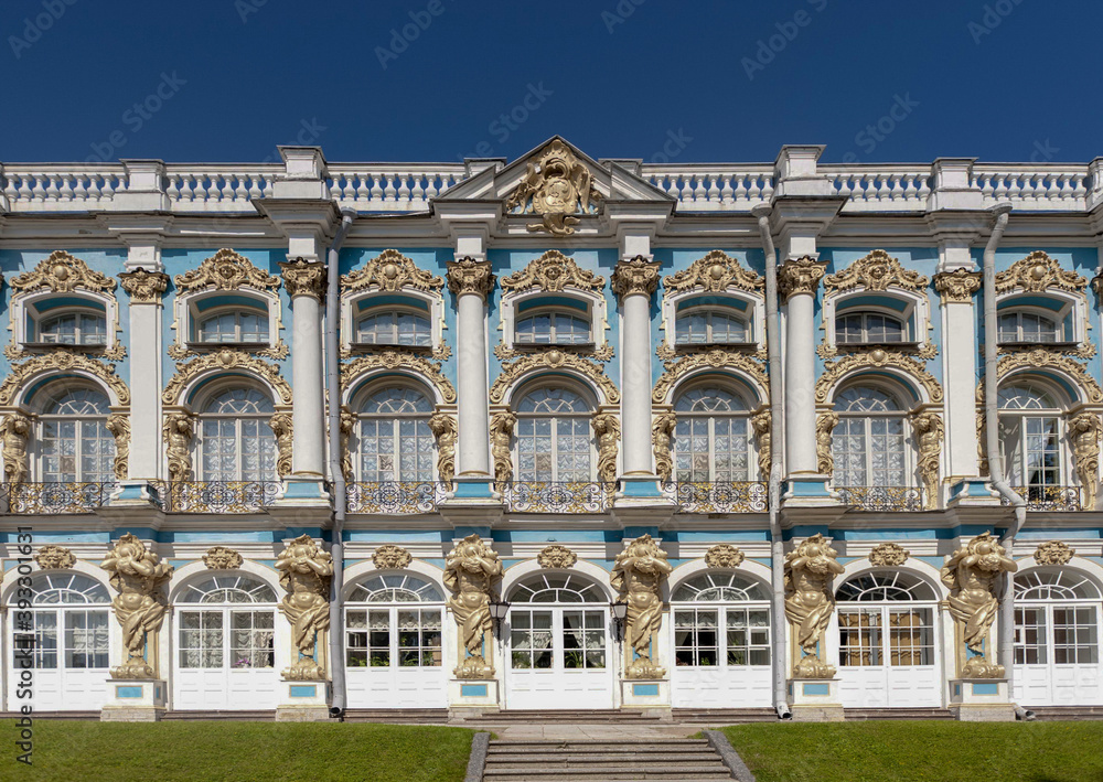 architecture, art, baroque, blue, building, catherine, city, culture, decoration, estate, europe, facade, famous, garden, gold, golden, grand, hdr, history, horizontal, imperial, landmark, mansion, mo