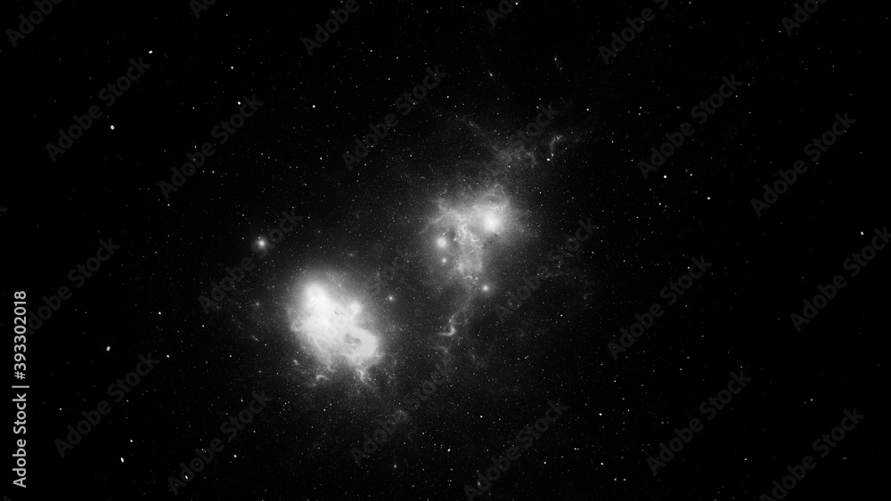 Abstract monochrome fractal illustration looks like beautiful galaxies.