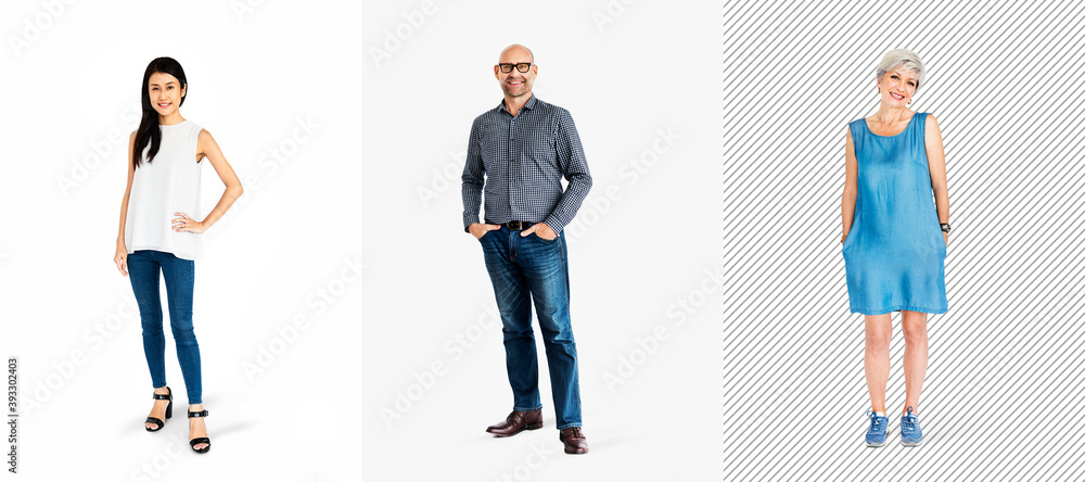 Fototapeta premium Diverse people character mockups set