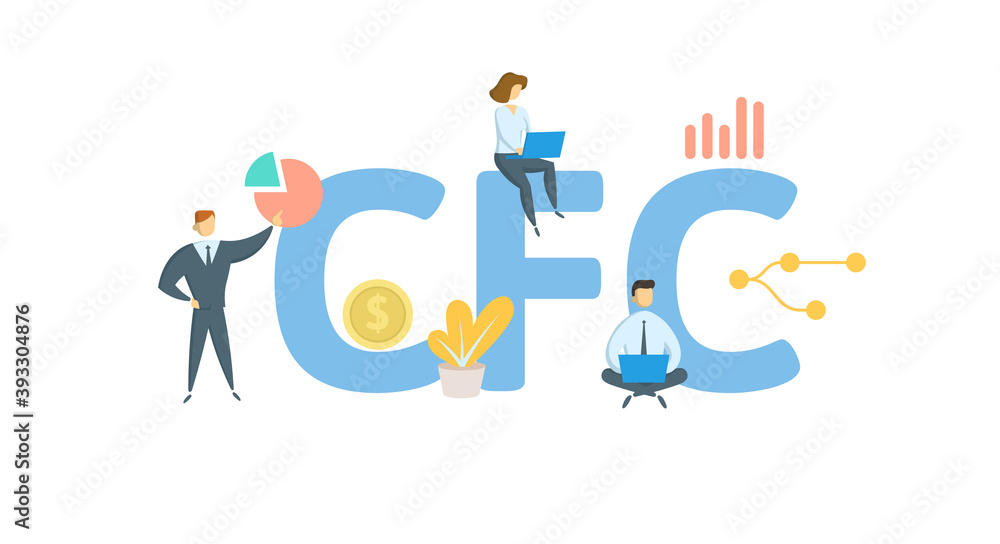 CFC, Court of Federal Claims. Concept with keywords, people and icons. Flat vector illustration. Isolated on white background.