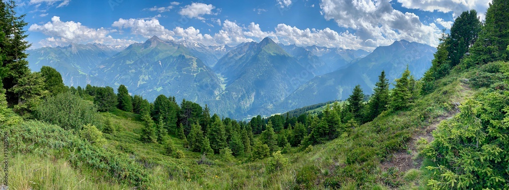 Panorama of Alps mountains, Mayrhofen, Austria, Europe