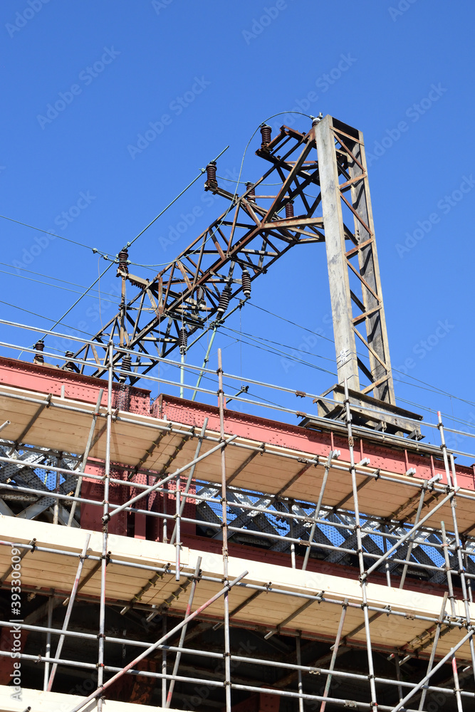 Scaffolding & Steel Gantry on Old Railway Bridge under Repair Scaffolding & Steel Gantry on Old Railway Bridge under Repair