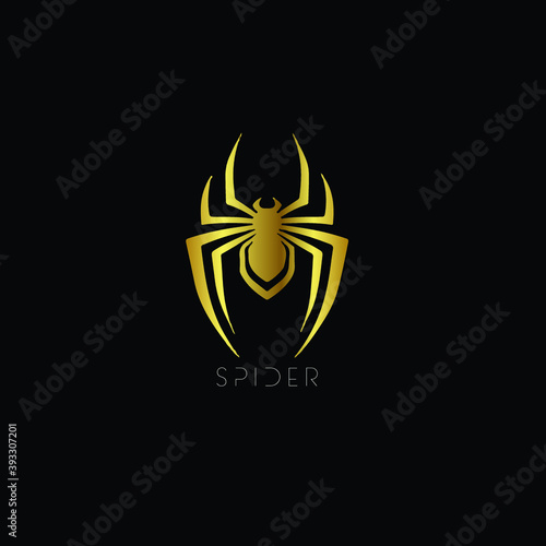 Creative Professional Trendy and Minimal Spider Logo Design in Black, Gold and White Color, Logo in Editable Vector Format