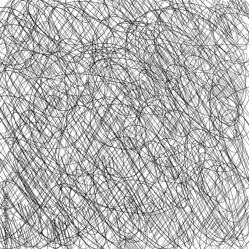 Pen tangled line pattern sketch. Hatched drawing picture. Hand drawn vector. Abstract background.
