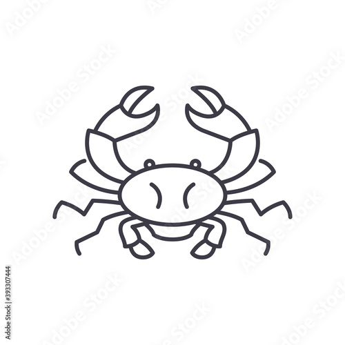 Crab icon, linear isolated illustration, thin line vector, web design sign, outline concept symbol with editable stroke on white background.