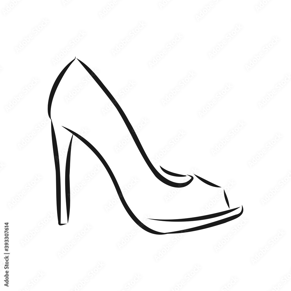 Woman's shoe, vector sketch, women's Shoe, vector sketch illustration Woman's shoe, vector sketch, women's Shoe, vector sketch illustration