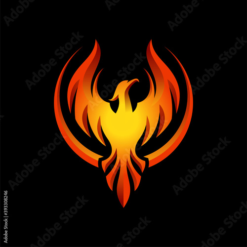 Modern Flaming Phoenix Logo designs template vector illustration photo
