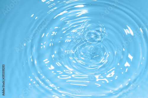 Water drop on clean blue background