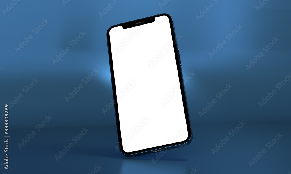Mobile phone with a blank screen on podium. Mockup template of modern smartphone. 3d rendering Mobile phone with a blank screen on podium. Mockup template of modern smartphone. 3d rendering