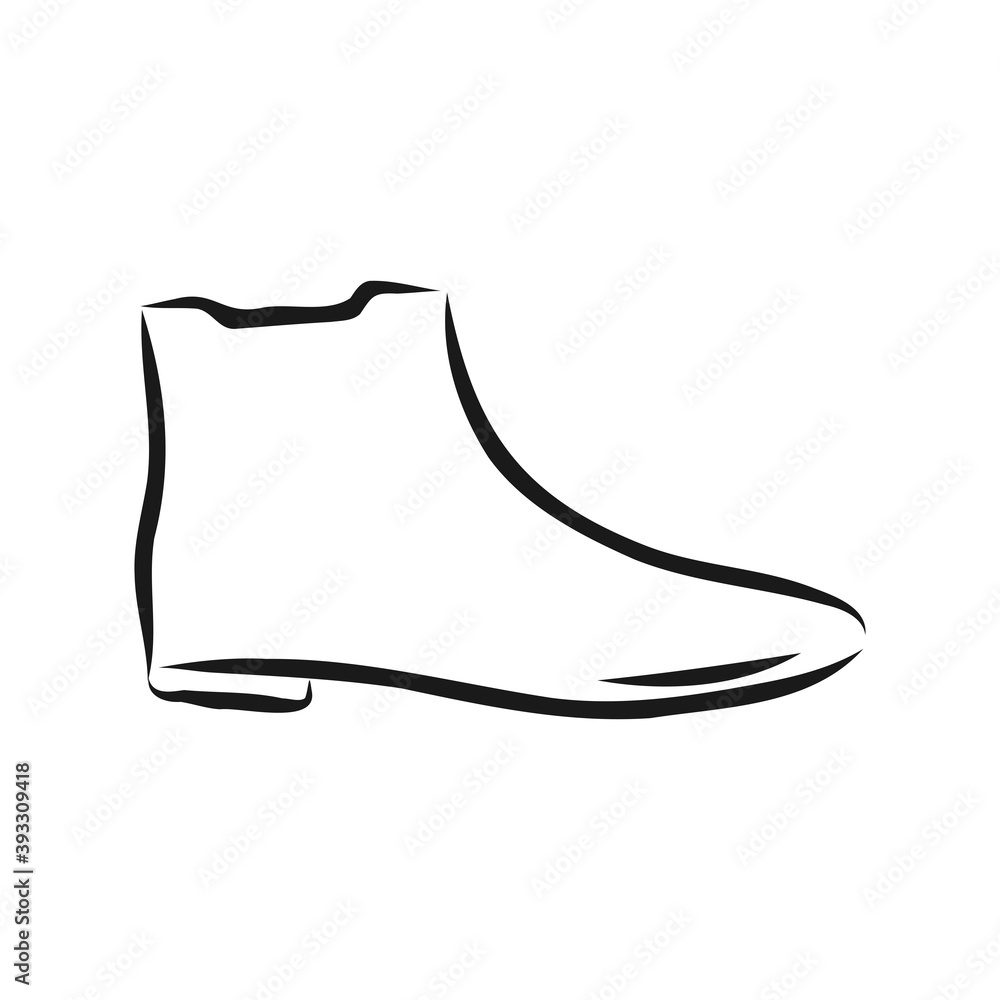 Hand drawn beautiful leather woman boot with high heel. Fashion illustration isolated on white background, boots, vector sketch illustration Hand drawn beautiful leather woman boot with high heel. Fashion illustration isolated on white background, boots, vector sketch illustration