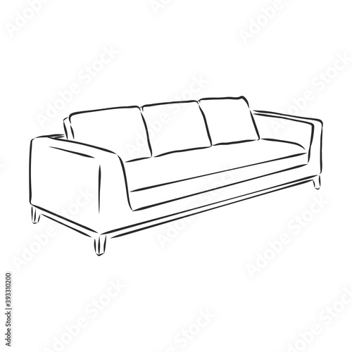 Sofa outline icon. Couch silhouette. Furniture for living room. Vector illustration. sofa vector sketch illustration