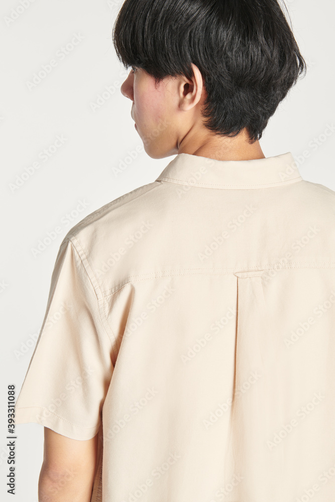 Men's beige shirt mockup minimal outfit Men's beige shirt mockup minimal outfit