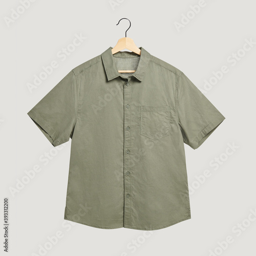 Green linen shirt mockup men's apparel