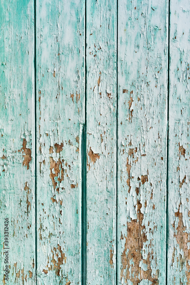 Turquoise  painted wood weathered