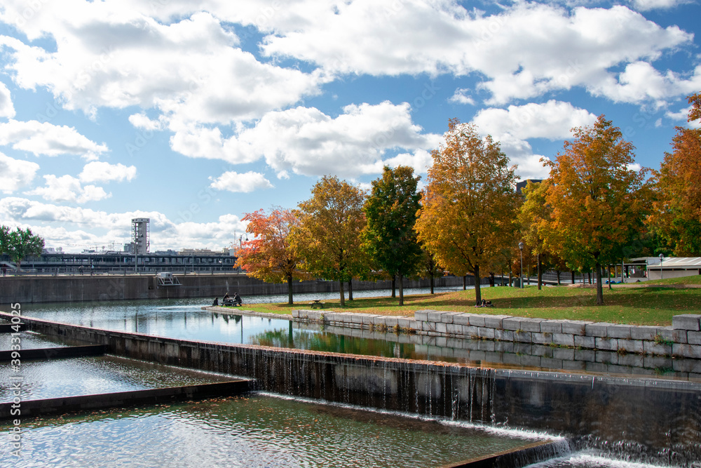 Fall Foliage in Montreal, Water Feature Fall Foliage in Montreal, Water Feature
