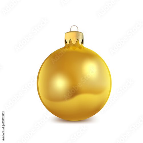 Golden Christmas tree toy, Christmas ball, holiday decoration, realistic vector.