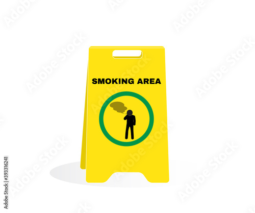 Accident Prevention signs, CAUTION board with message  SMOKING AREA. beware and careful Sign, warning symbol design concept, vector illustration