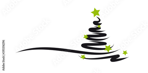 tannenbaum in schwarz mit grünen sternen