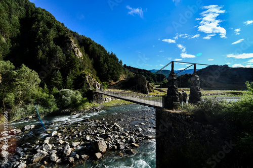bridge over the river, photo as a background , in janovas fiscal sobrarbe , huesca aragon province