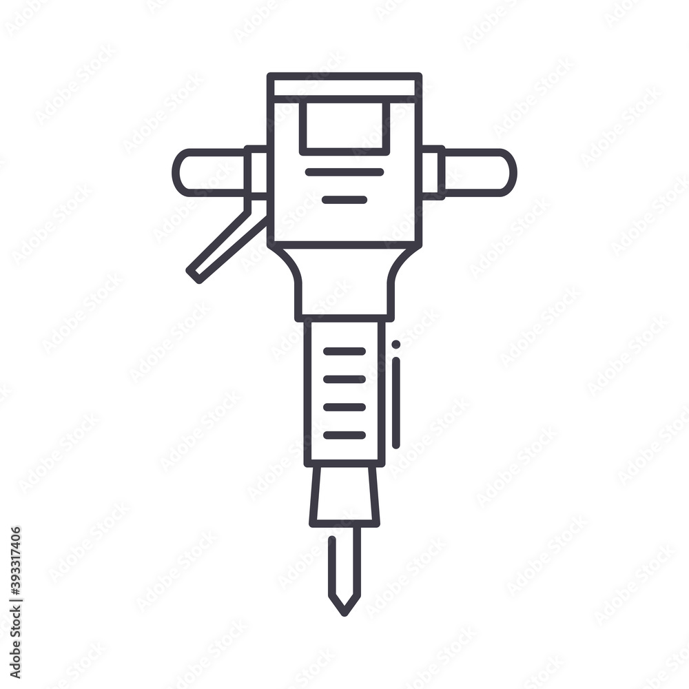 Concrete breaker icon, linear isolated illustration, thin line vector, web design sign, outline concept symbol with editable stroke on white background. Concrete breaker icon, linear isolated illustration, thin line vector, web design sign, outline concept symbol with editable stroke on white background.
