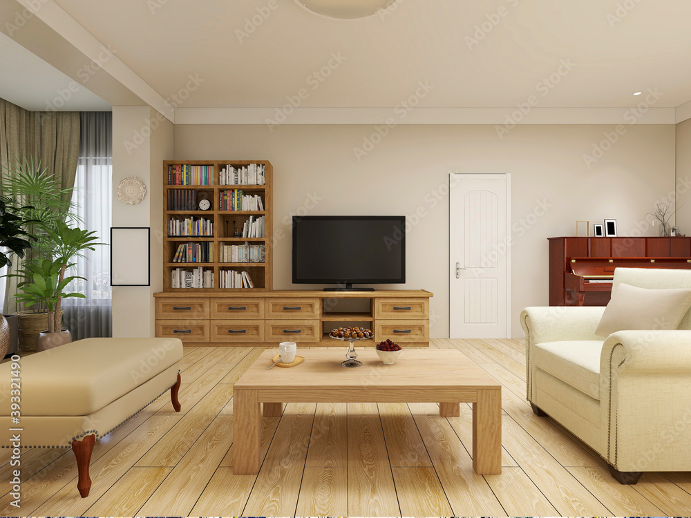 spacious living room design of modern residence, with sofa, tea table, decorative painting, etc spacious living room design of modern residence, with sofa, tea table, decorative painting, etc