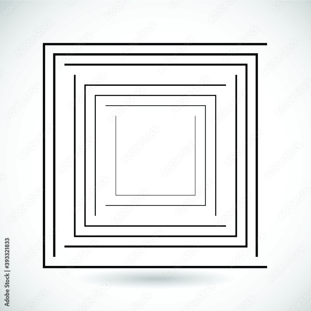 Rectangle Logo with lines.Square unusual icon Design .frame with Vector stripes .