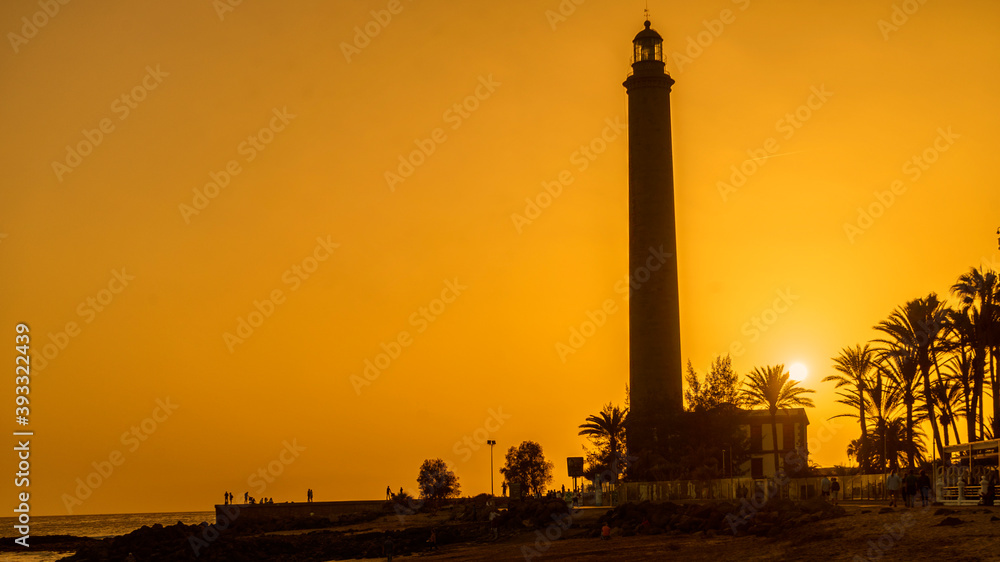 sunset on the Maspalomas lighthouse