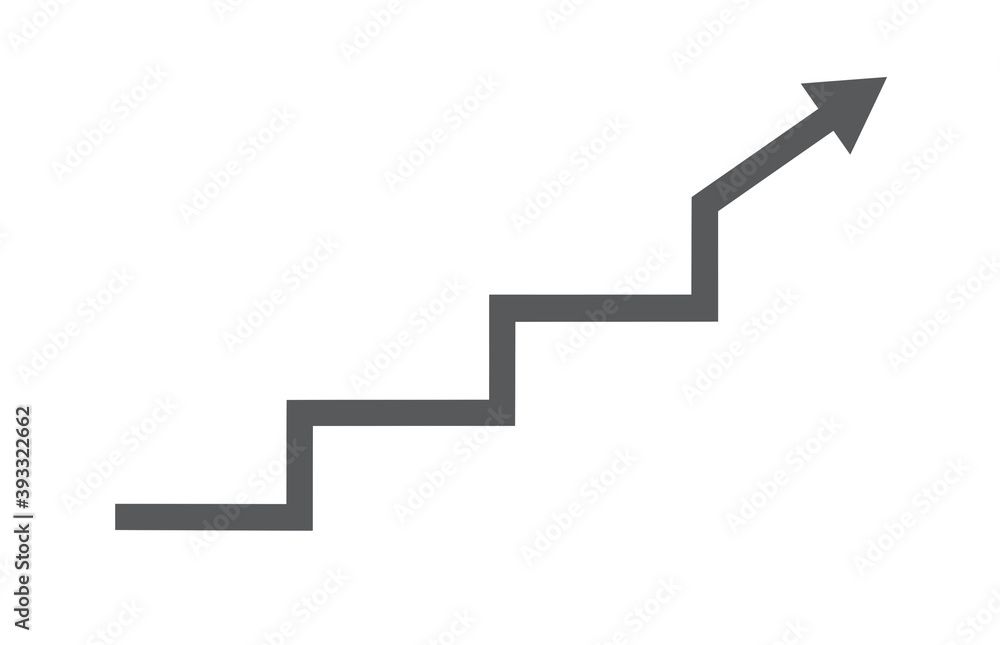 Black flat icon of stairs isolated on white background Black flat icon of stairs isolated on white background