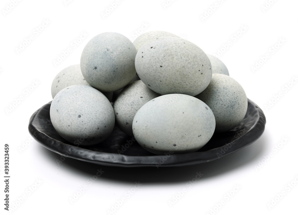 preserved duck eggs on white background preserved duck eggs on white background