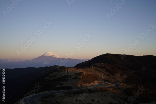 Mt. Fuji at dawn seen from Mt. Daruma in the Nishi-Izu skyline