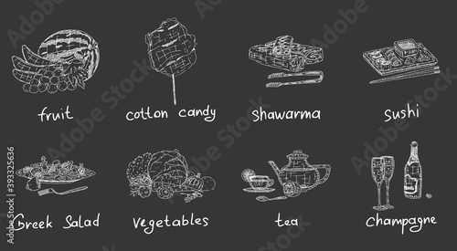 selection of products with fast food and homemade